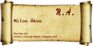Milos Ákos névjegykártya